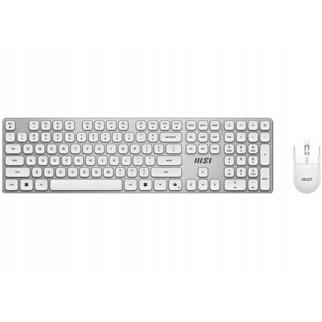 MSI Tastatura si Mouse Wireless MSI FORGE K210, USB, 2.4G, 1600 DPI, Layout US, Alb