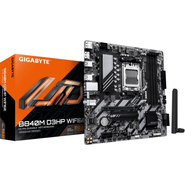Gigabyte Placa de baza GIGABYTE B840M D3HP WIFI6E, AMD B840, Socket AM5, mATX
